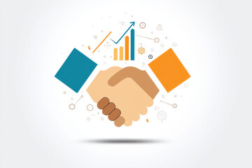 Collaborative business handshake leading to growth and success with data