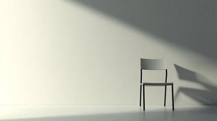 Minimalist chair against blank wall interior design concept