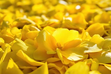 Obraz premium Vibrant yellow flower petals close up view.