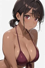 anime women wear bikini from different race