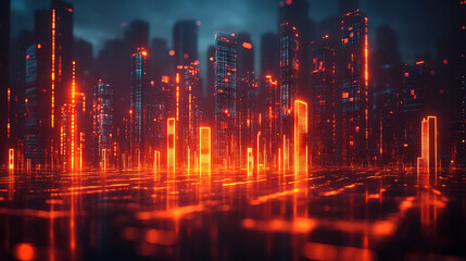 Obraz premium financial forecast layout in glowing 3D visuals, minimal background