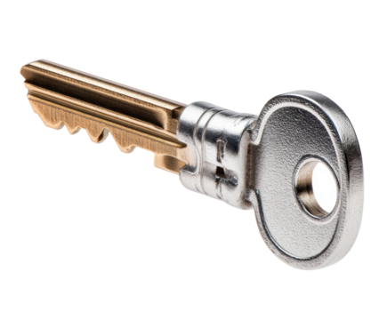 Essential key for unlocking doors and opportunities in life on a transparent background, cut out