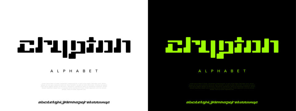 Modern bold techno alphabet, ideal for digital, futuristic, esports, game UI, and tech inspired designs