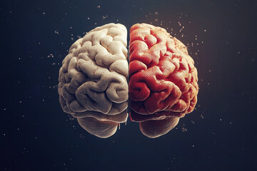 Divided Brain White and Orange Hemispheres Neurology Anatomy