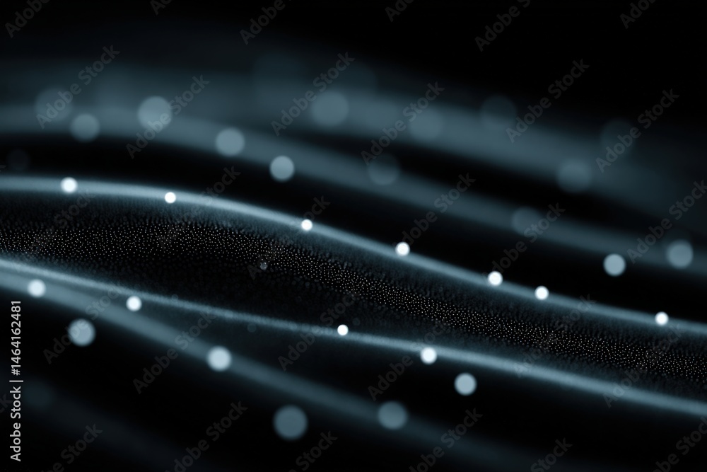 Poster ethereal waves of luminous particles dancing through dark space creating a visually captivating abst