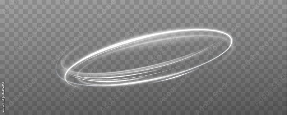 Aufkleber white round neon light frame with glow effect. shining elliptical ring, fast light streaks, abstract