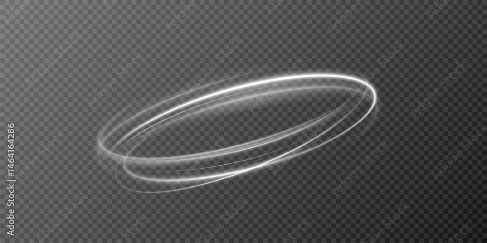 Poster white round neon light frame with glow effect. shining elliptical ring, fast light streaks, abstract