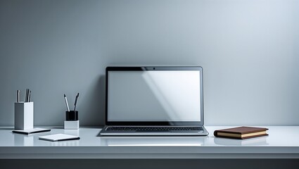 Digital learning setup with laptop, books, and tablet