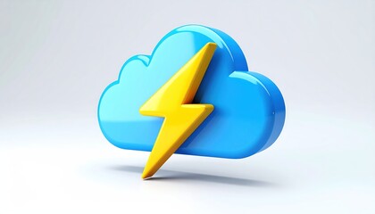 Blue Cloud and Yellow Lightning Bolt Icon