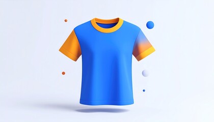 Blue and Orange T-shirt on White Background