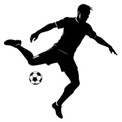 "Silhouette of Soccer Player Kicking Ball - Dynamic Sports Motion"