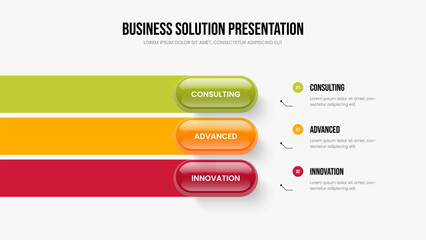 Fototapeta premium Market Insight Frame Design Vector Illustration. Modern Introduction 3 Element Infographic Slideshow Layout. Enterprise Performance Three Option Diagram Slide Template.