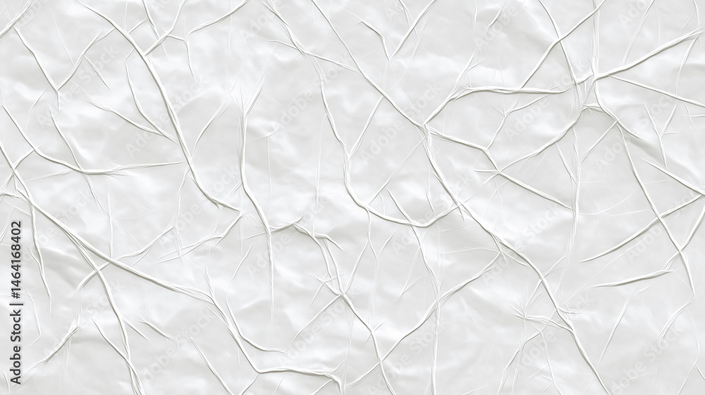 Poster Textured white crumpled surface with fine lines and patterns