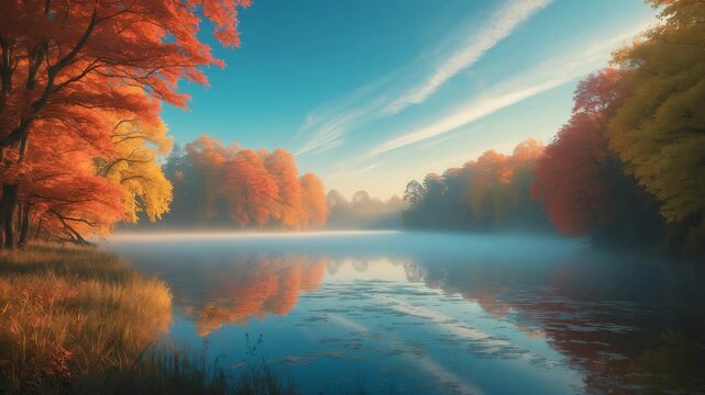 Autumn's morning at the lake