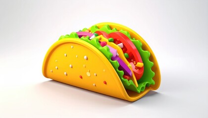 Cartoon Taco with Lettuce, Tomato and Onion