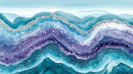 Fototapeta premium Teal, Silver, and Purple Abstract Agate Texture Background, Luxury Crystal Wallpaper Design