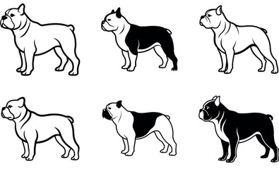 Black and White Boston Terrier Silhouettes