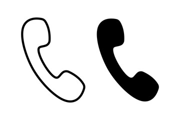 Vector isolated Call icon set in black outline and fill