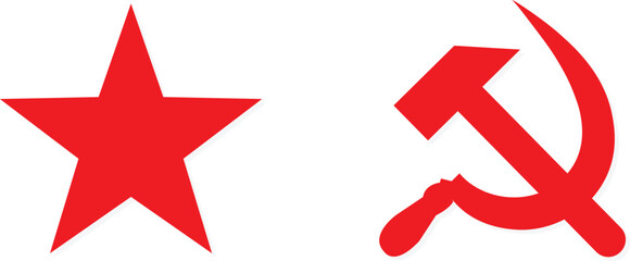 Red Star and Hammer and Sickle Symbol of Communism.