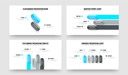 Company Campaign 2 3 4 5 Element Diagram Frame Design Bundle. Advertising Analysis Two Three Four Five Option Infographic Slide Template Vector Illustration Collection.
