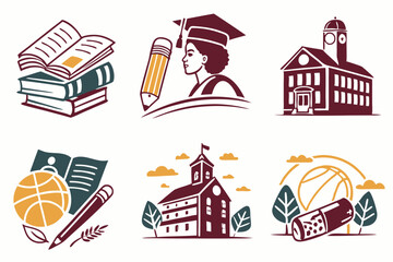 Naklejka premium School silhouette vector illustration