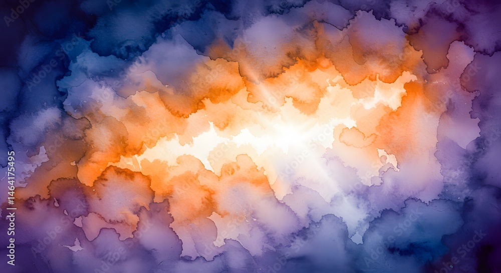 Poster abstract watercolor blend displaying warm and cool tones colliding. artistic background with vibrant