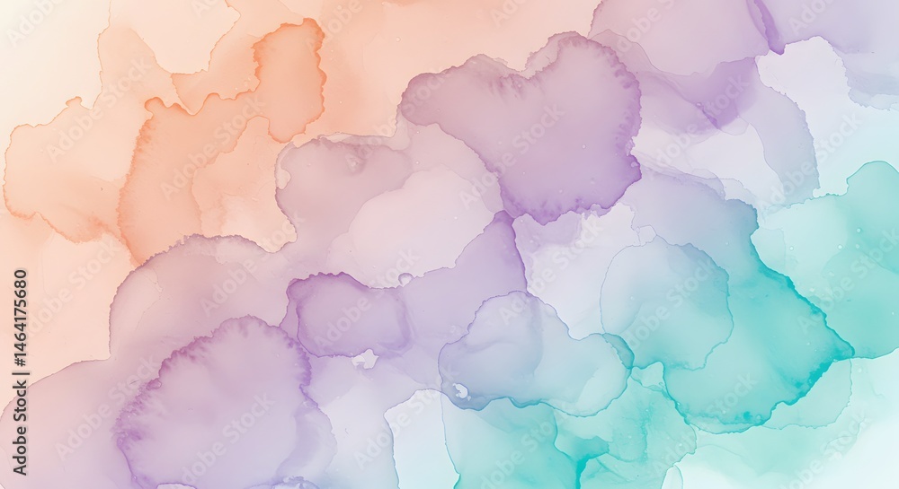 Poster watercolor ink wash painting with abstract shapes and soft gradient color blending. delicate artisti