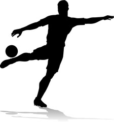 A soccer or football player male silhouette man
