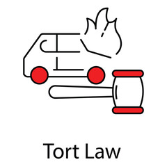 Legal Icon Representing Tort Law and Justice vector design