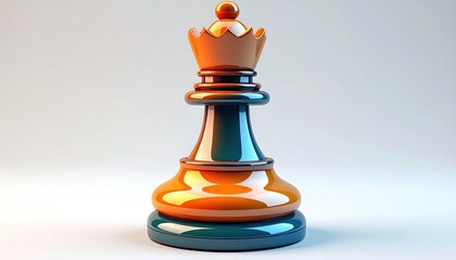 Queen Chess Piece in Orange and Blue
