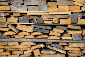 Background of old sawn different shapes boards
