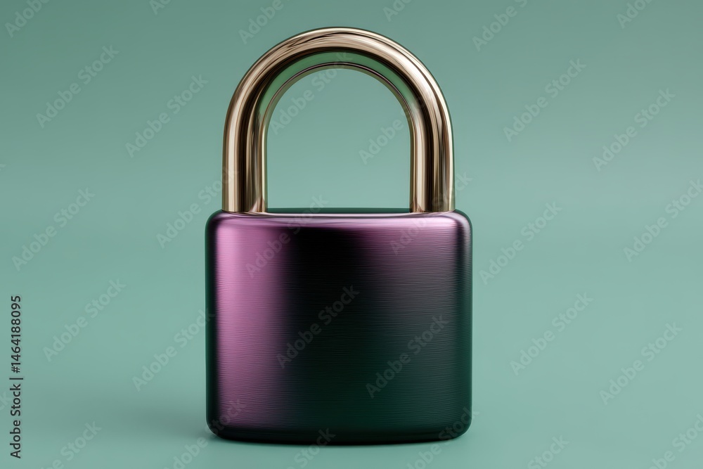Poster elegant padlock standing prominently against a soft green backdrop showcasing modern design and slee