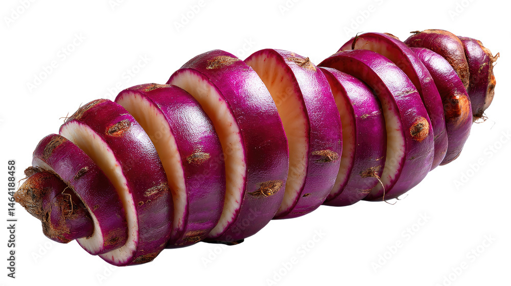 Poster sliced red onion: a close-up of sliced red onion, showcasing its vibrant color, layers, and textures