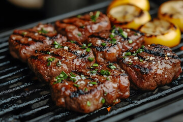 Grilled Steak Medallions with Chives and Lemon Slices for a Summer BBQ Experience