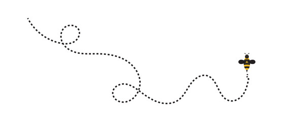 Flying Bee Icon on Stock Illustration. vector on dotted flying. vector illustration.