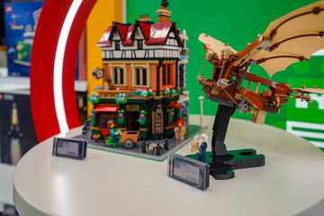 Fototapeta premium Budapest, Hungary , 04 04 2025 : Lego store and collections on display