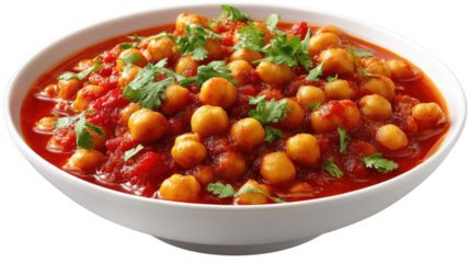 Chickpea Curry Delights: A vibrant and flavorful chickpea curry, rich with a medley of aromatic spices and fresh cilantro garnish, a visual treat for food enthusiasts.