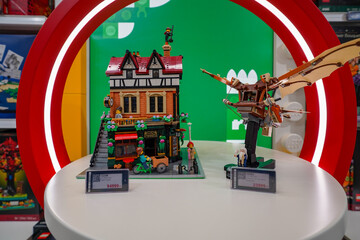 Fototapeta premium Budapest, Hungary , 04 04 2025 : Lego store and collections on display