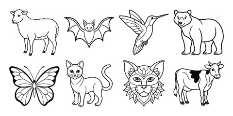 Obraz premium set of animals icons on white background 