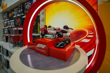 Naklejka premium Budapest, Hungary , 04 04 2025 : Lego store and collections on display