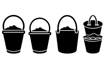 set of Sand Bucket silhouette vector illustration