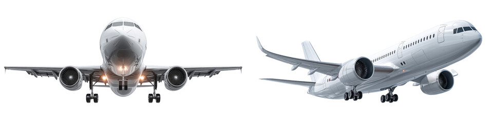 Collection of airplanes isolated on white or transparent background