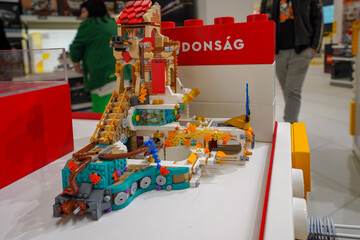 Fototapeta premium Budapest, Hungary , 04 04 2025 : Lego store and collections on display