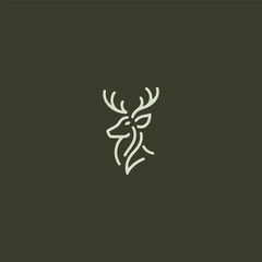 Deer logo in minimalist and smooth line art style.