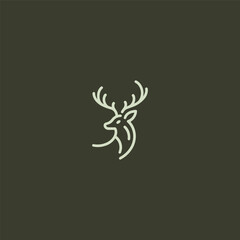 Deer logo in minimalist and smooth line art style.