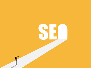SEO ,Businessman looks at the search engine path