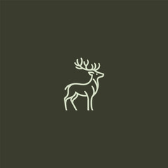 Deer logo in minimalist and smooth line art style.