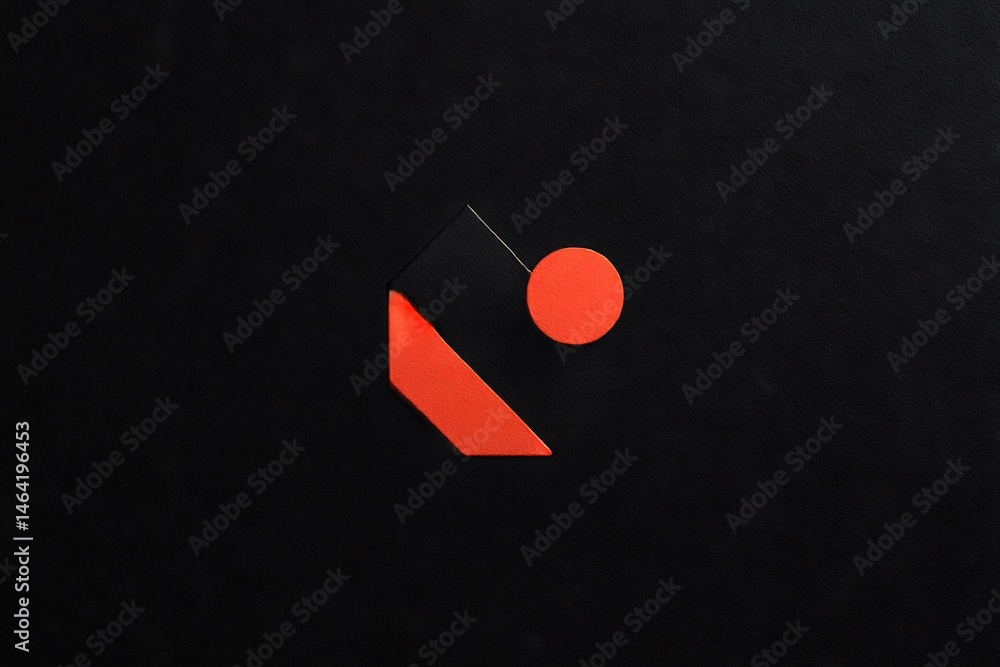 Poster minimalist geometric shapes on a stark black backdrop creating a modern design
