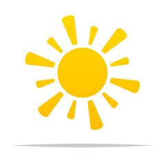 Yellow bright sun vector isolated illustration