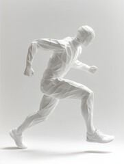 Obraz premium dynamic figure in running pose, crafted from geometric design, showcases athleticism and movement. minimalist style emphasizes form and energy of fitness